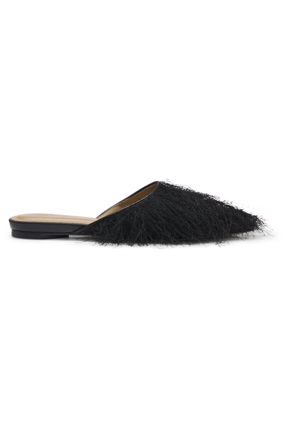 POINTED-TOE MULES WITH FRAYED TRIM - 1