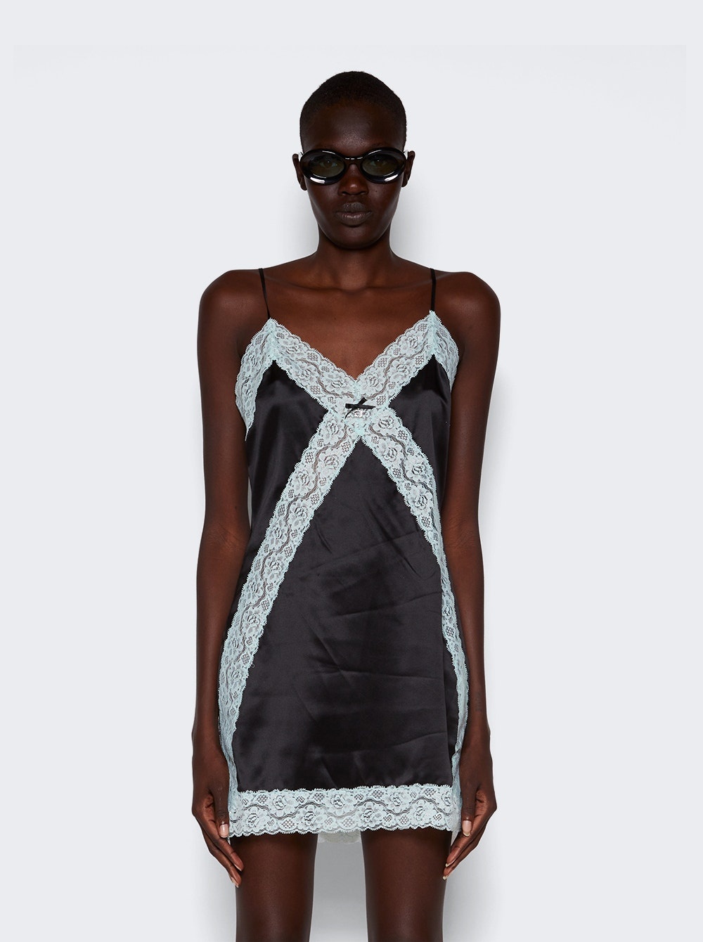 Alexander Wang Lace Trim Slip Dress in Black