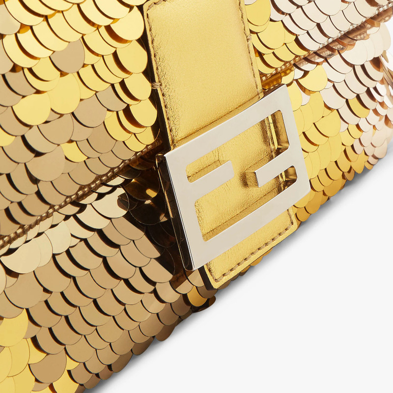 Medium 1997 Baguette bag with all-over metallic sequin embroidery in shades of gold creating a diago 5