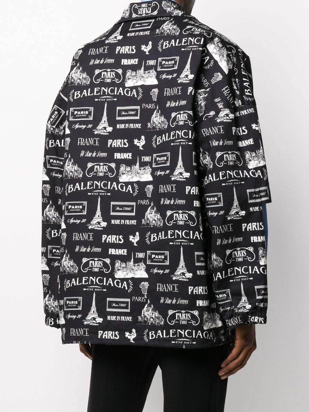 Paris-print layered-sleeve jacket - 4
