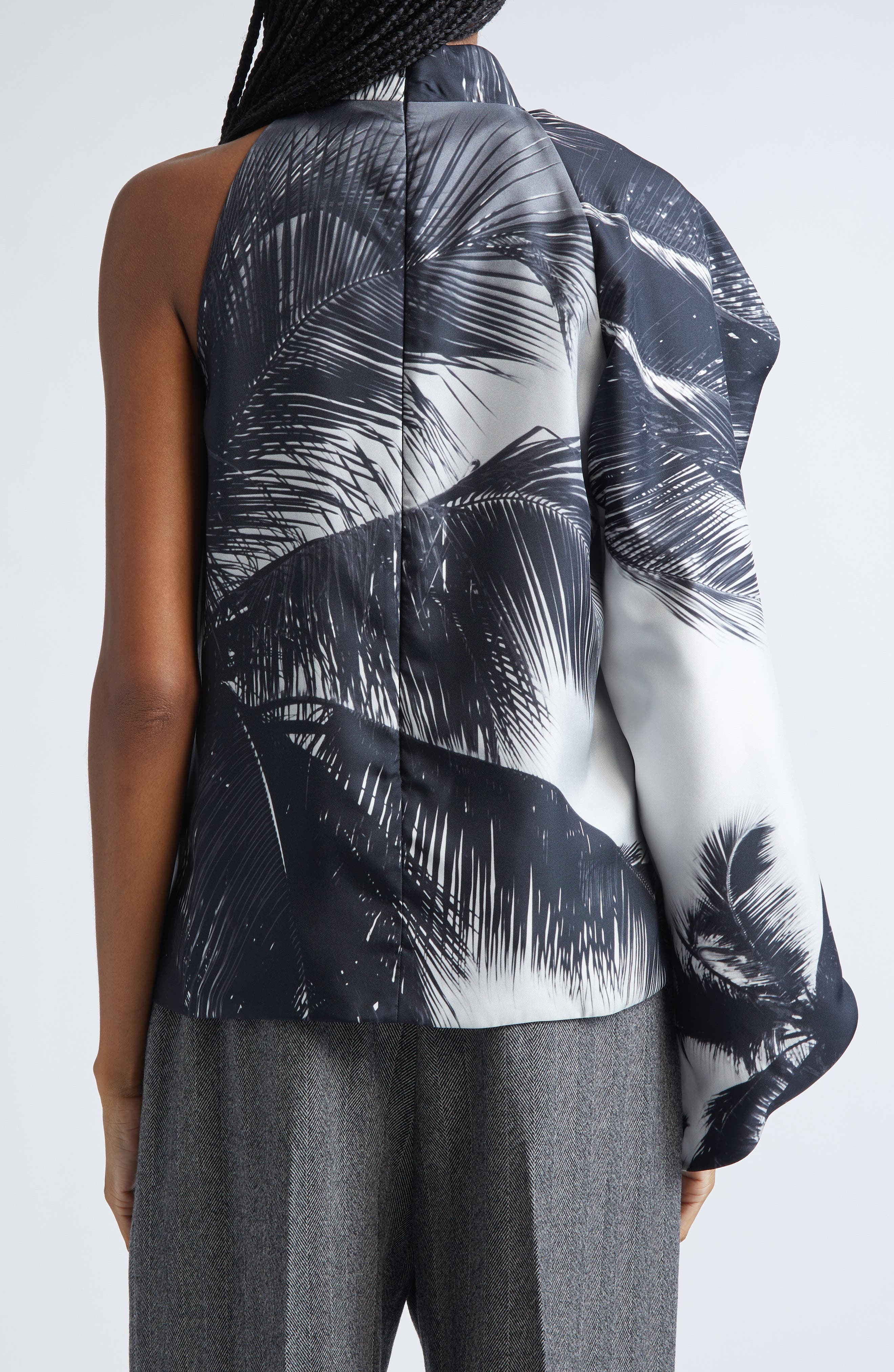 FERRAGAMO Trinidad Print Asymmetric Silk Twill Blouse in Gold Fox at Nordstrom - 3