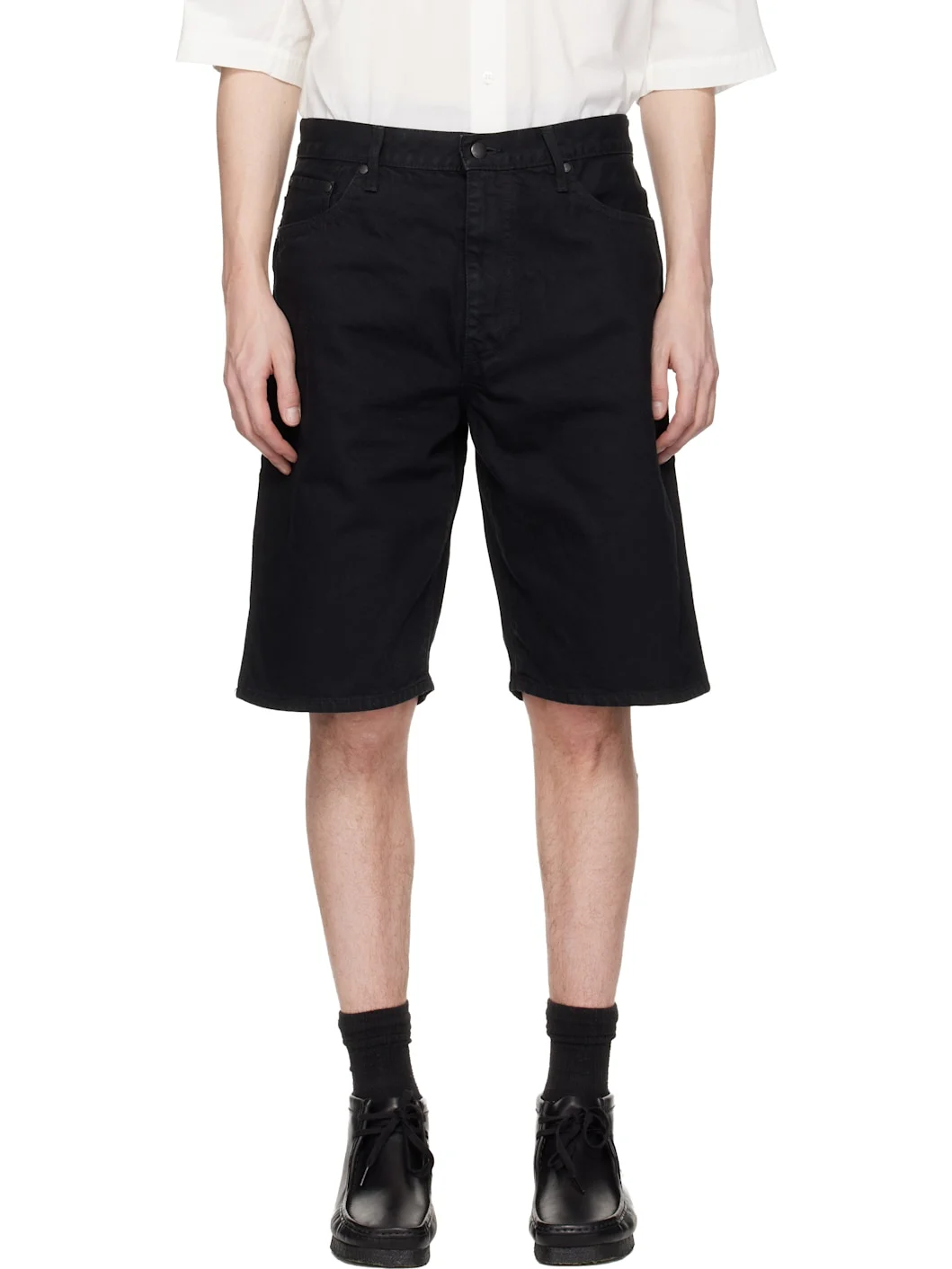 Black Overdyed Painter Shorts - 1