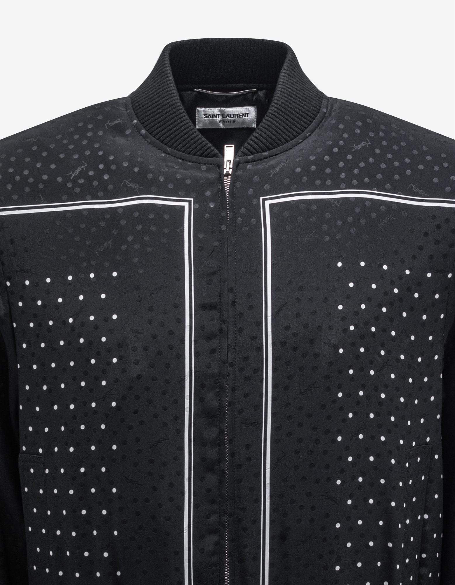 Saint Laurent Black Dot Print Silk Teddy Jacket - 8