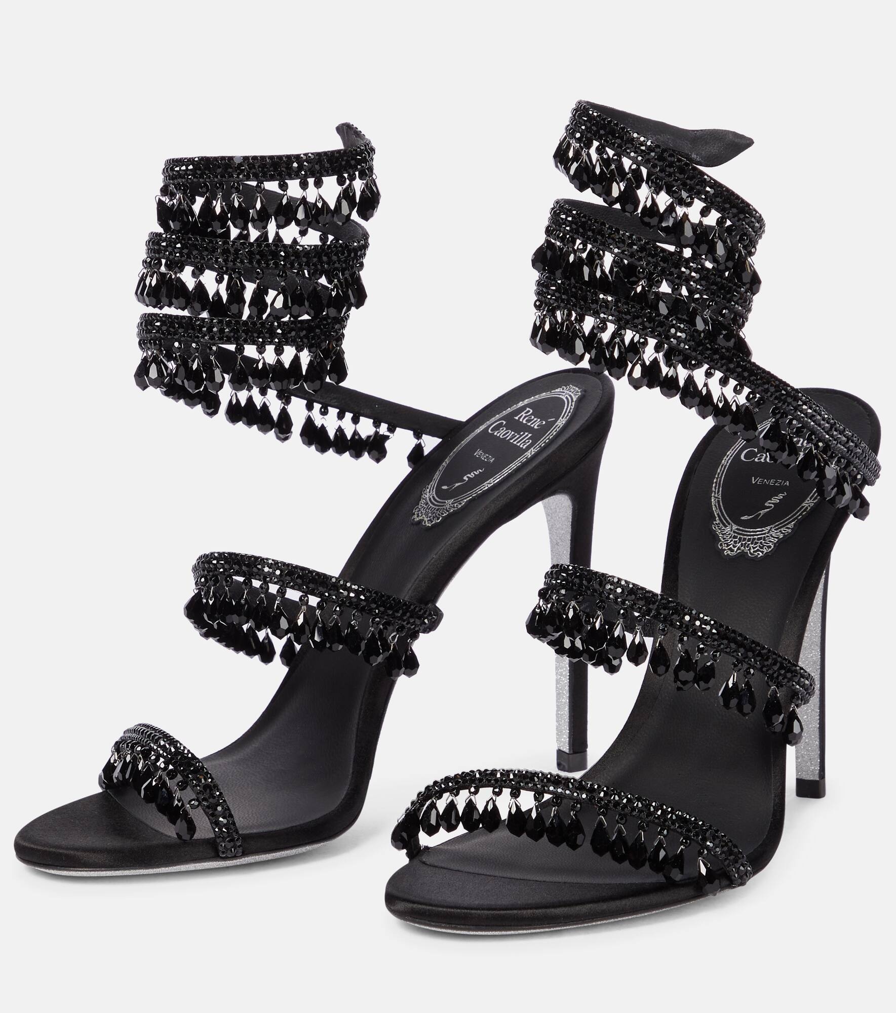 Chandelier embellished satin sandals - 5