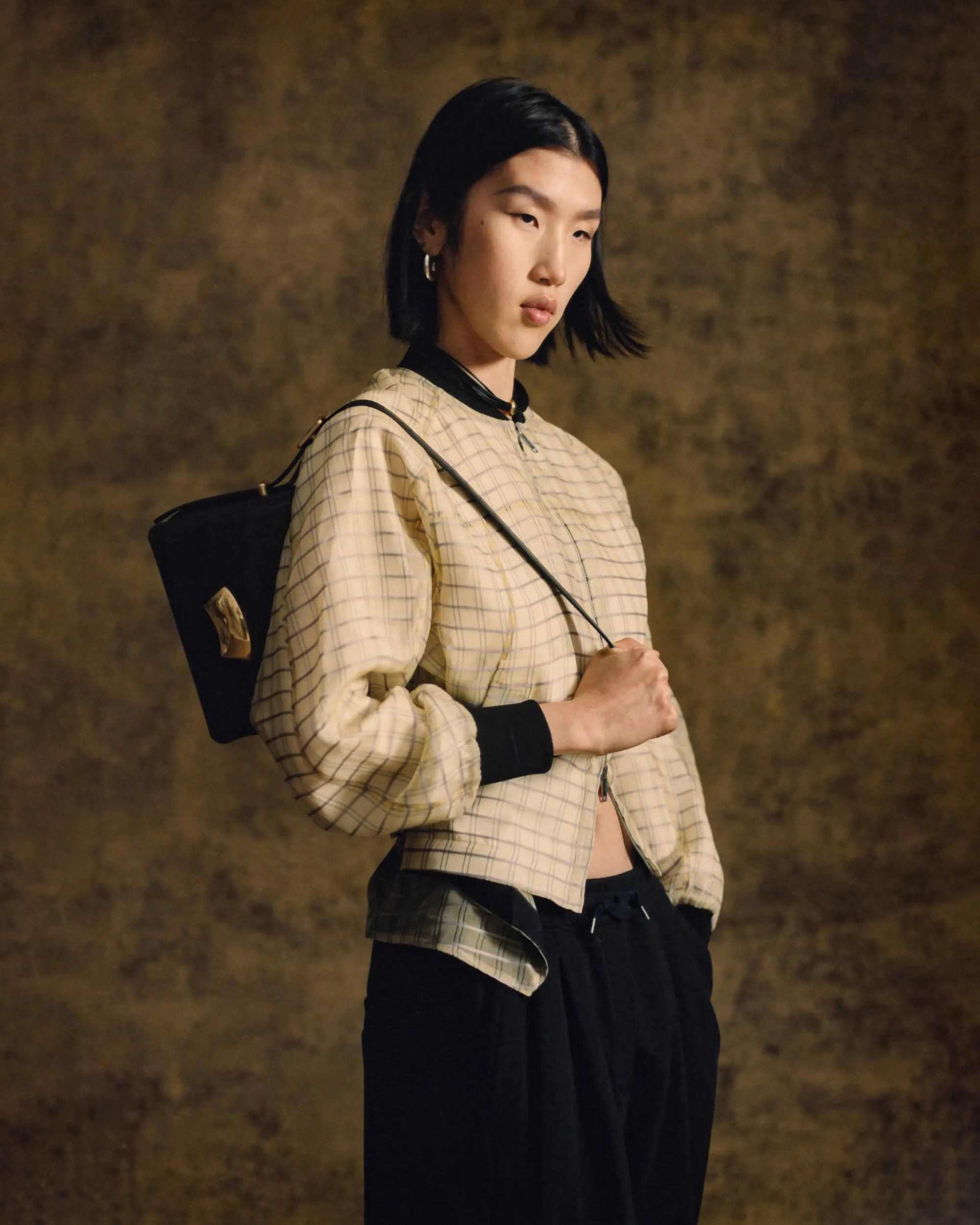 Plaid-Print Silk Organza Bomber Jacket - 2