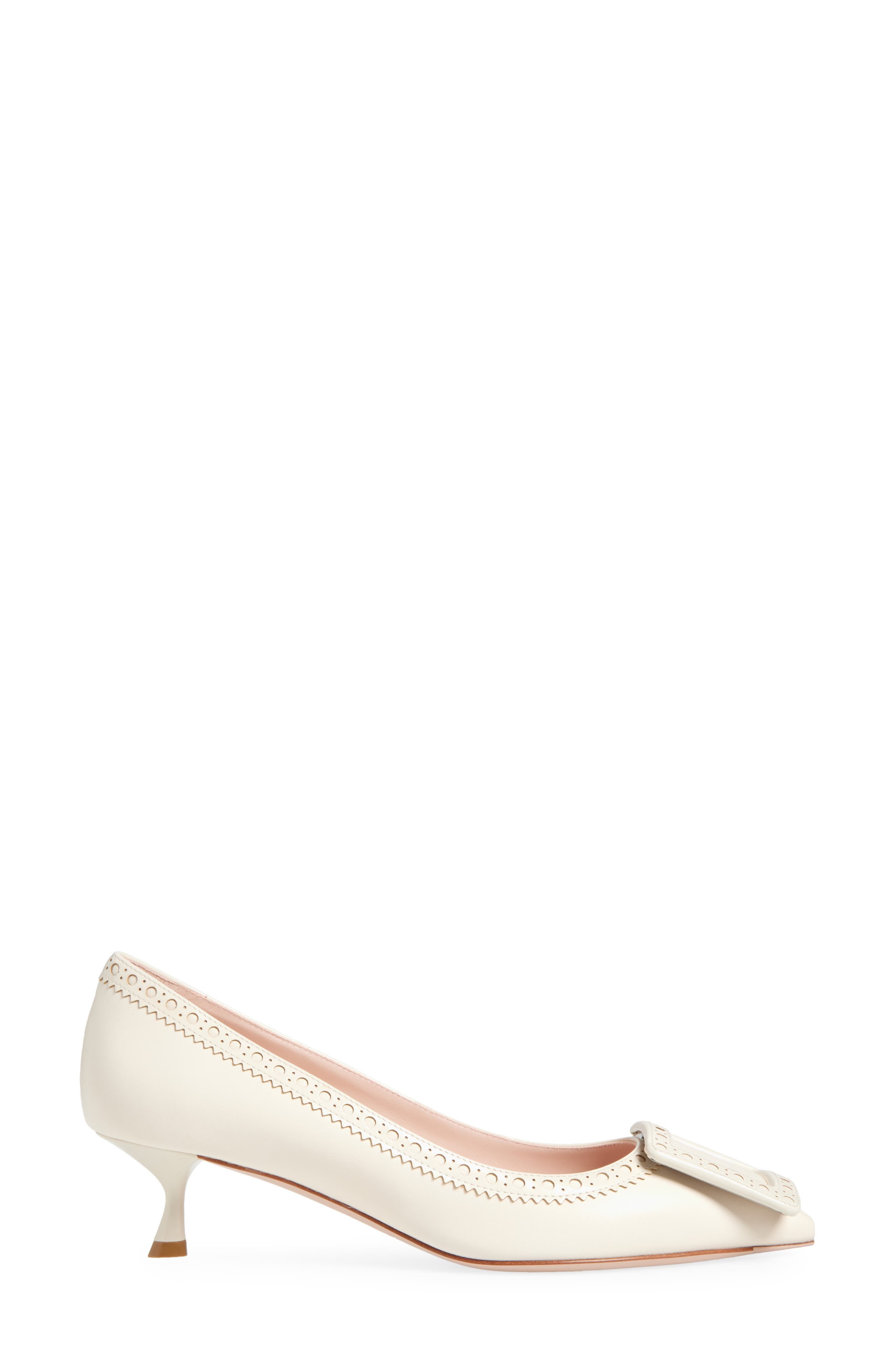 Roger Vivier Viv in the City Pointed Toe Kitten Heel Pump in Cire at Nordstrom - 3