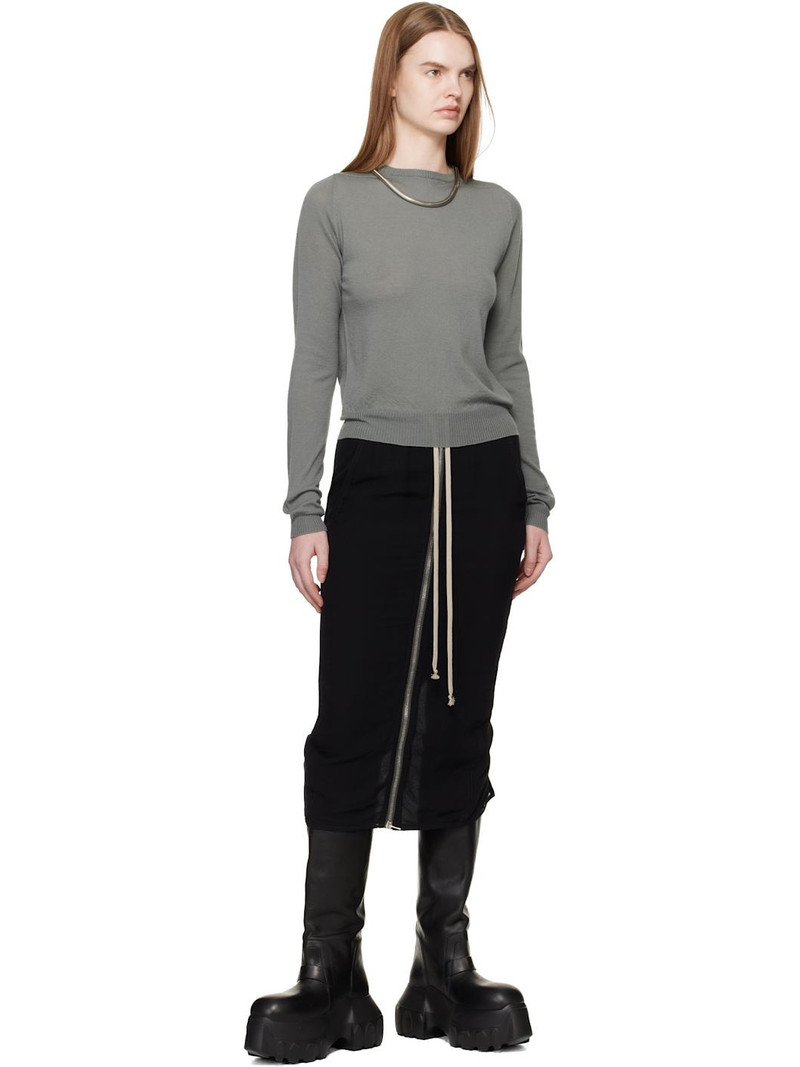 Rick Owens Black Temple Zipped Short Pillar Midi Skirt outlook