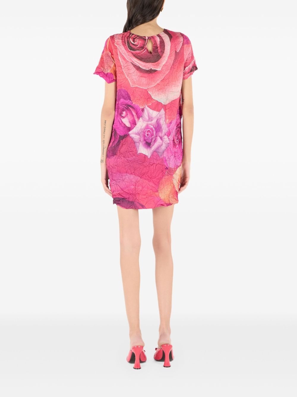 rose-print mini dress - 4