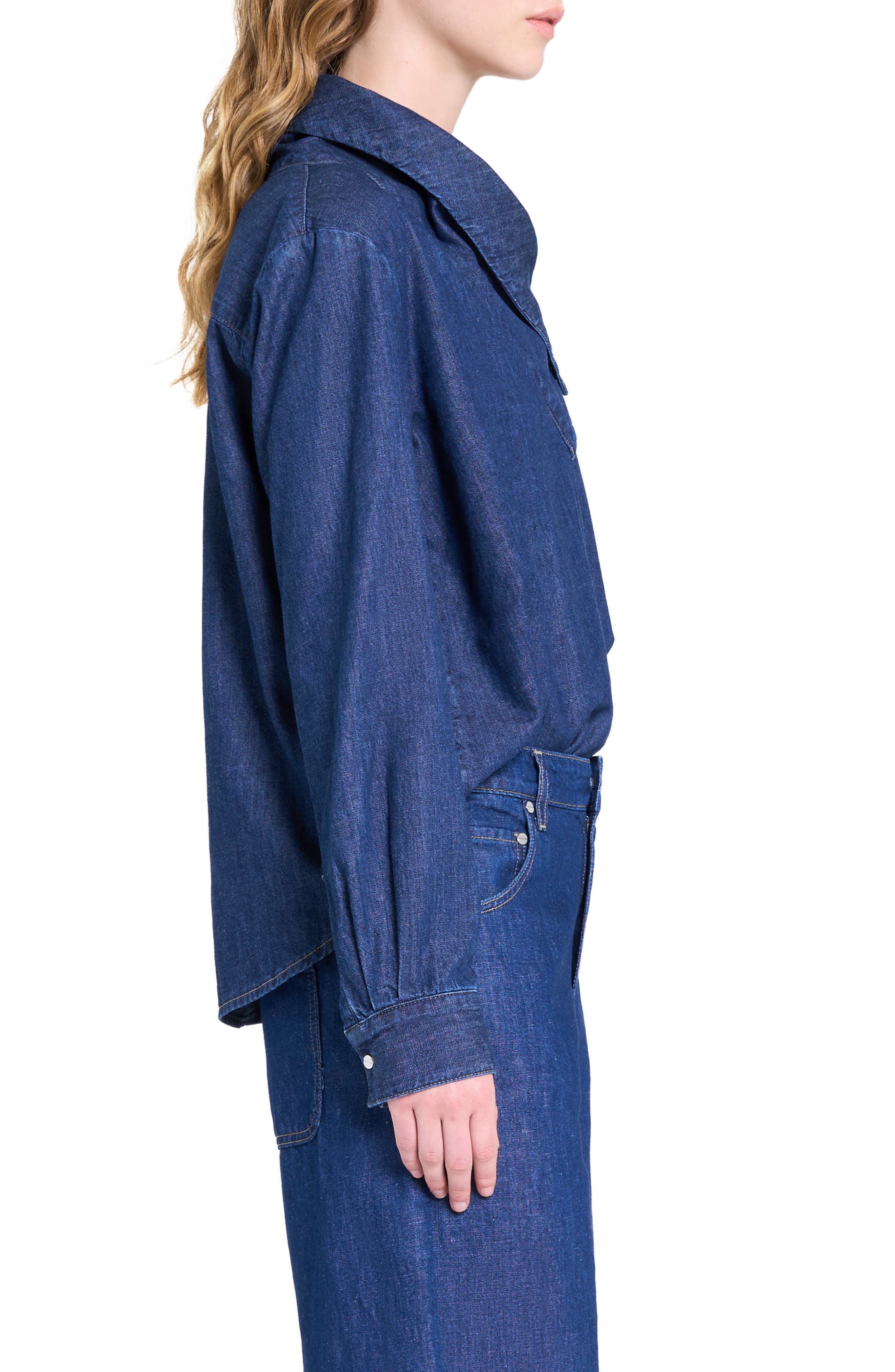 TWP My Maria Foldover Collar Denim Top in Dark Stone at Nordstrom - 3