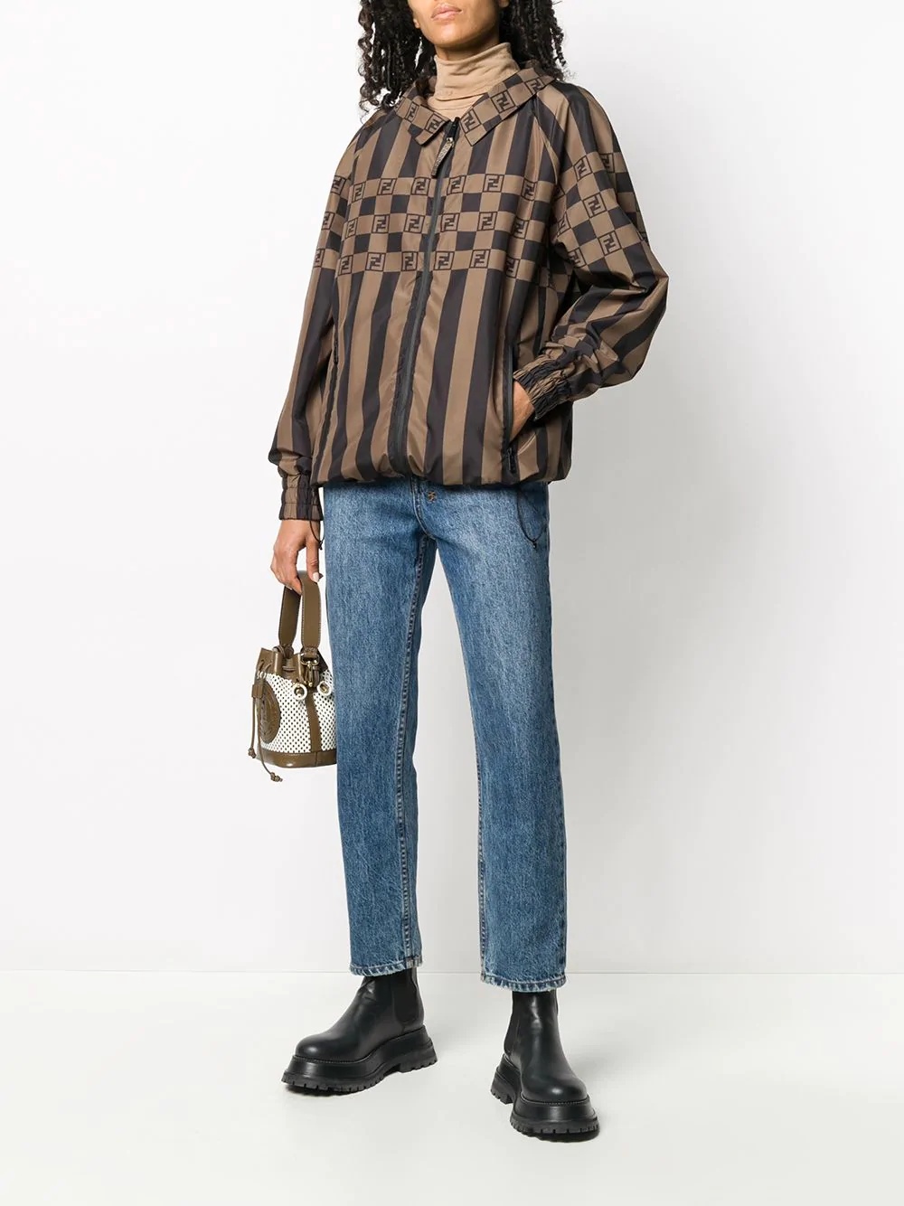 stripe-pattern logo-print jacket - 2