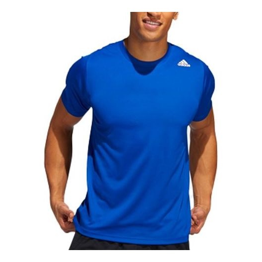 adidas Men s adidas Solid Color Logo Sports Round Neck Short Sleeve Royal Blue T Shirt GC8345 REVERSIBLE