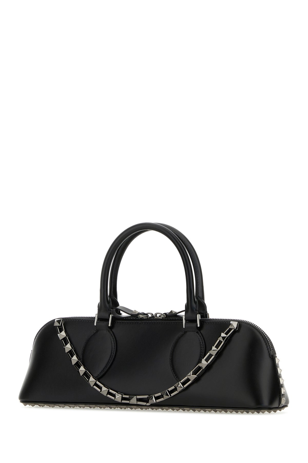 Black leather Rockstud East-West handbag - 2