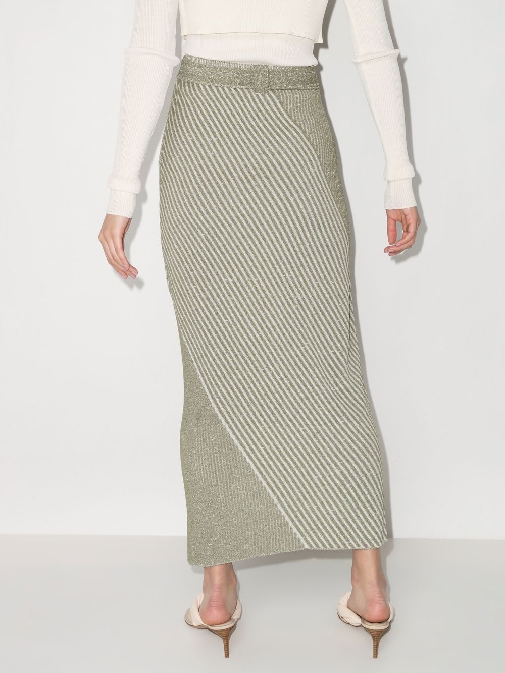 asymmetric knitted striped skirt - 3