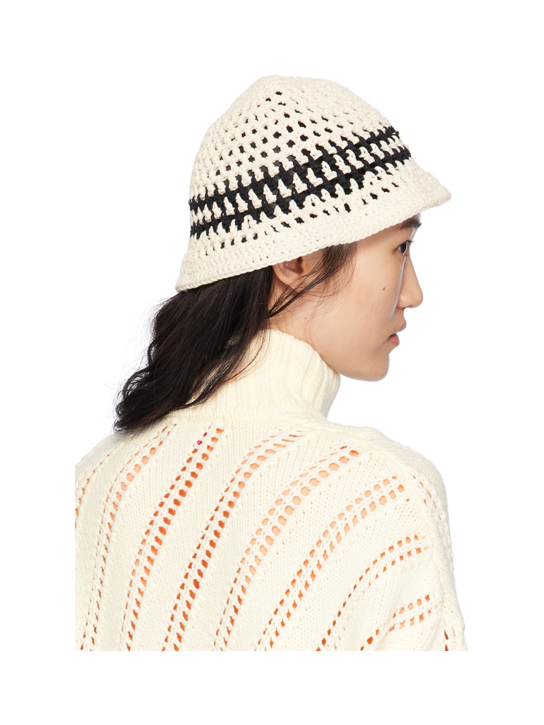 Off-White Crochet Bucket Hat - 3