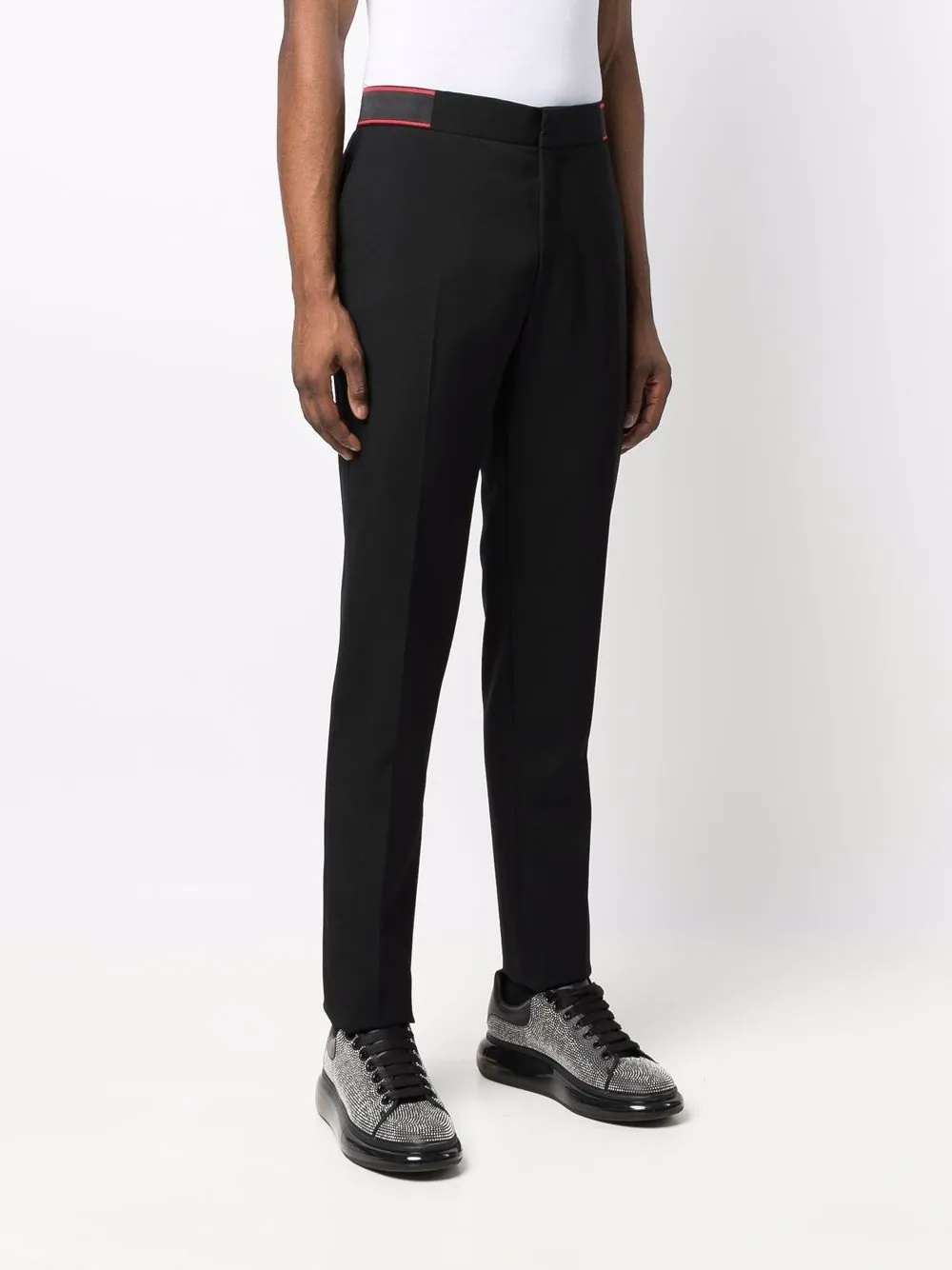 logo-waistband tailored trousers - 4