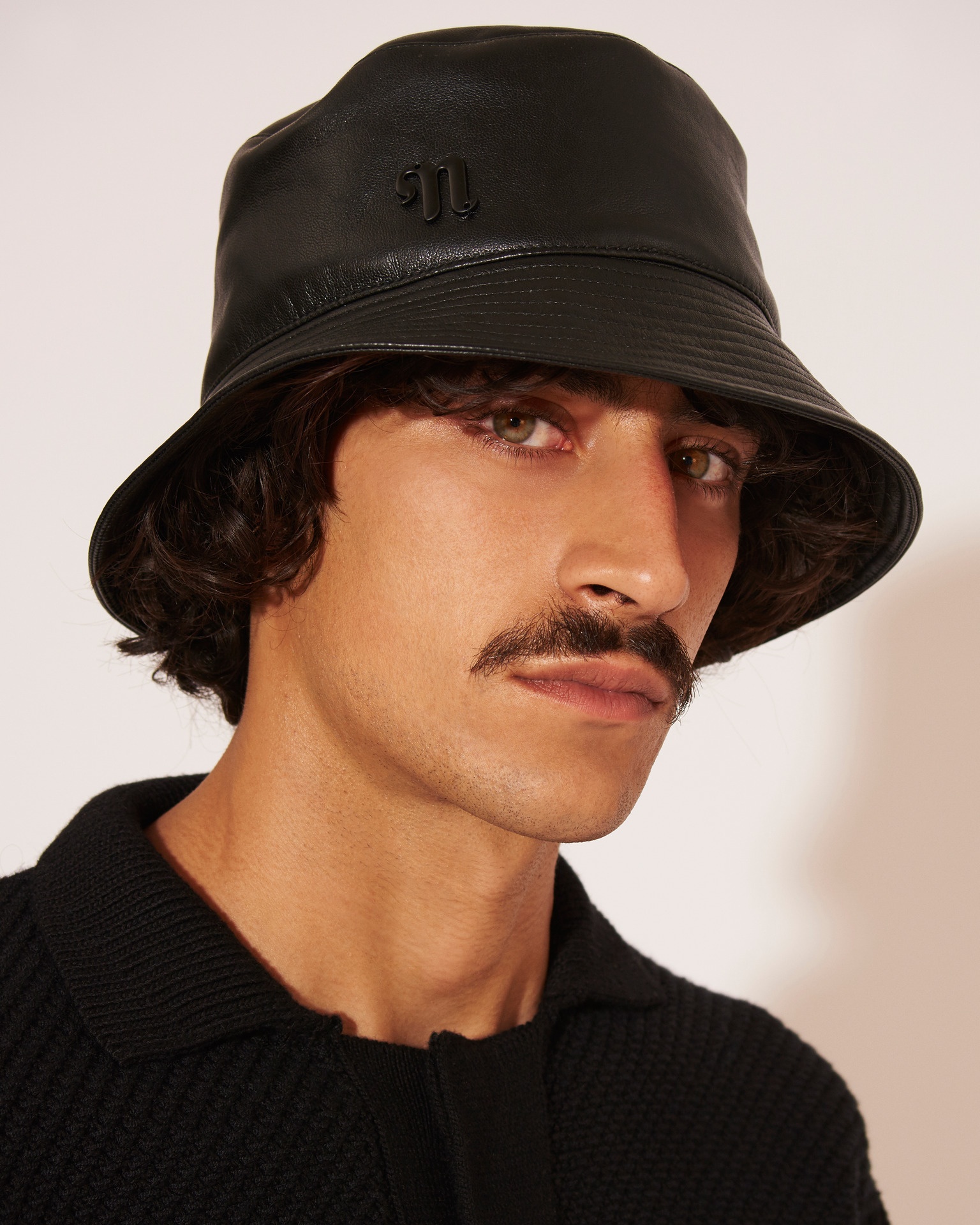 CARAN - Regenerated leather bucket hat - Black - 6