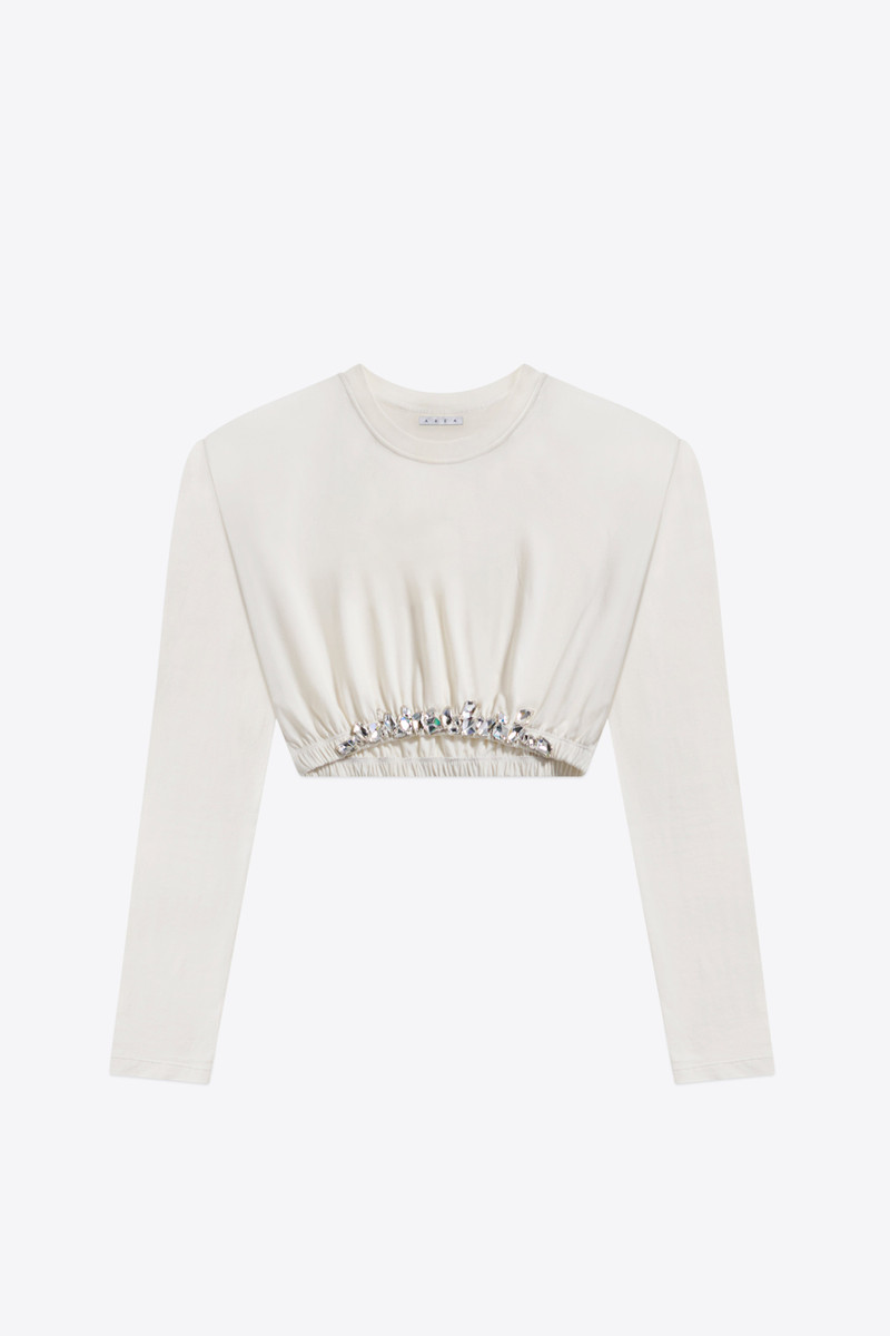 CRYSTAL CLUSTER LONG SLEEVE CROPPED T-SHIRT 1