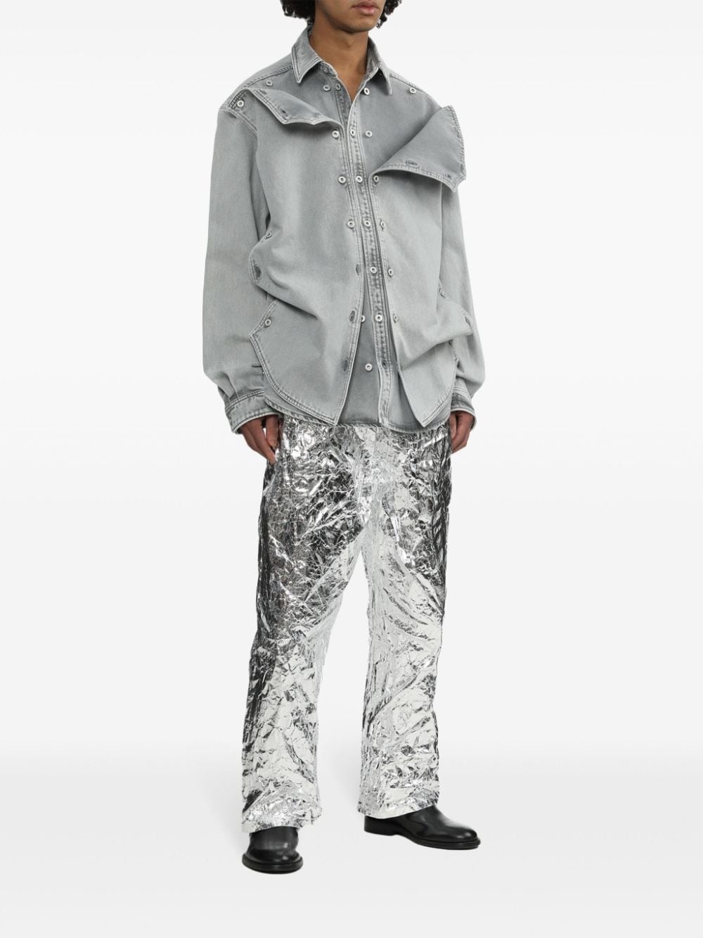 light wash layered denim shirt - 2