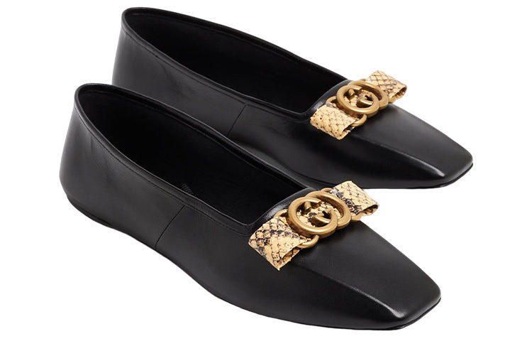 (WMNS) Gucci Leather Ballerina Flats With Ribbon And Bow 'Black' 726052-AABEZ-1244 - 2