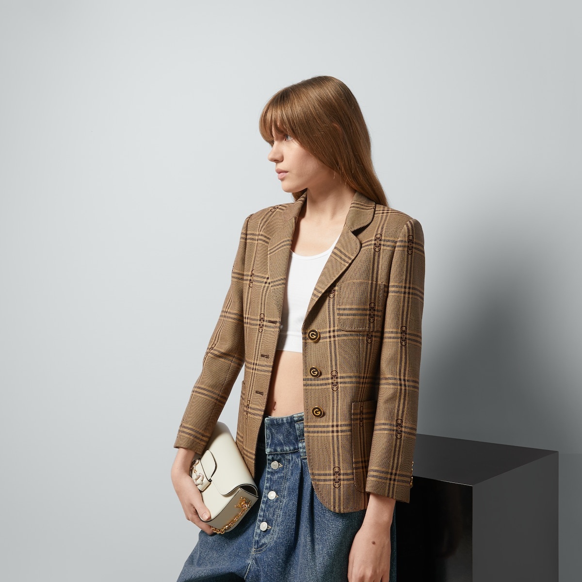 Horsebit check wool jacket - 5