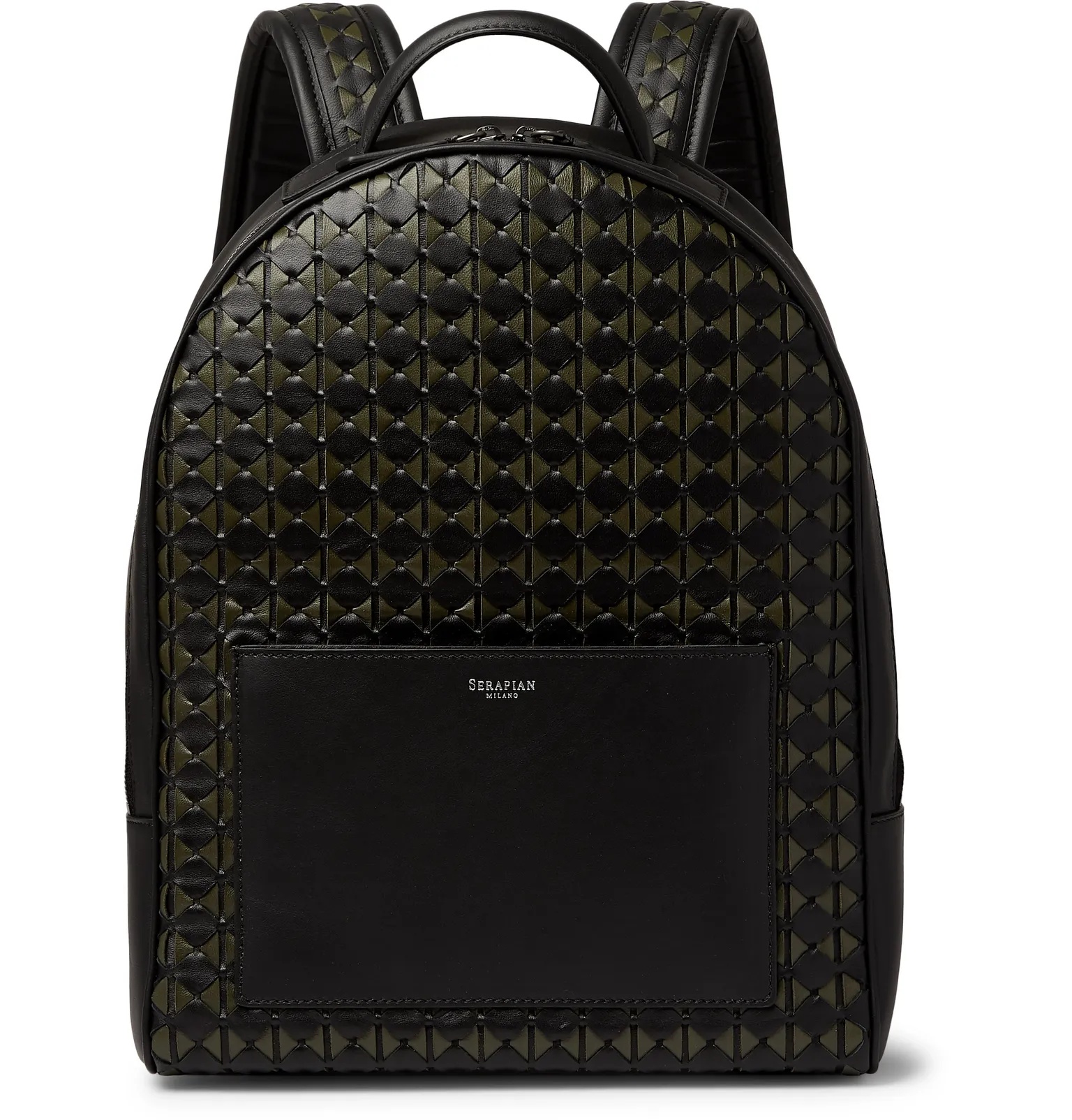 Compact Mosaico Woven Leather Backpack - 1