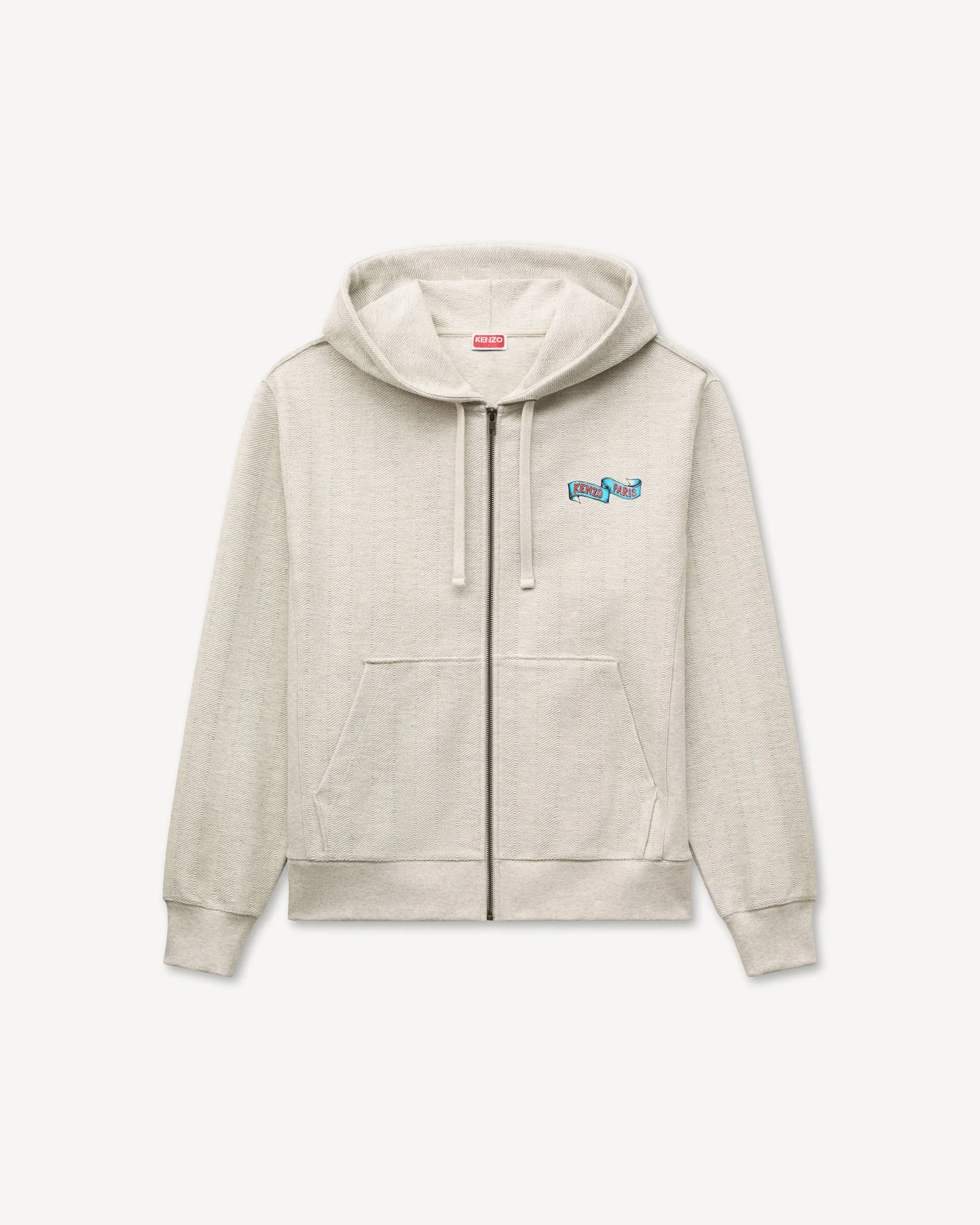 'KENZO Jumping Tiger' zip up hoodie in herringbone cotton - 1