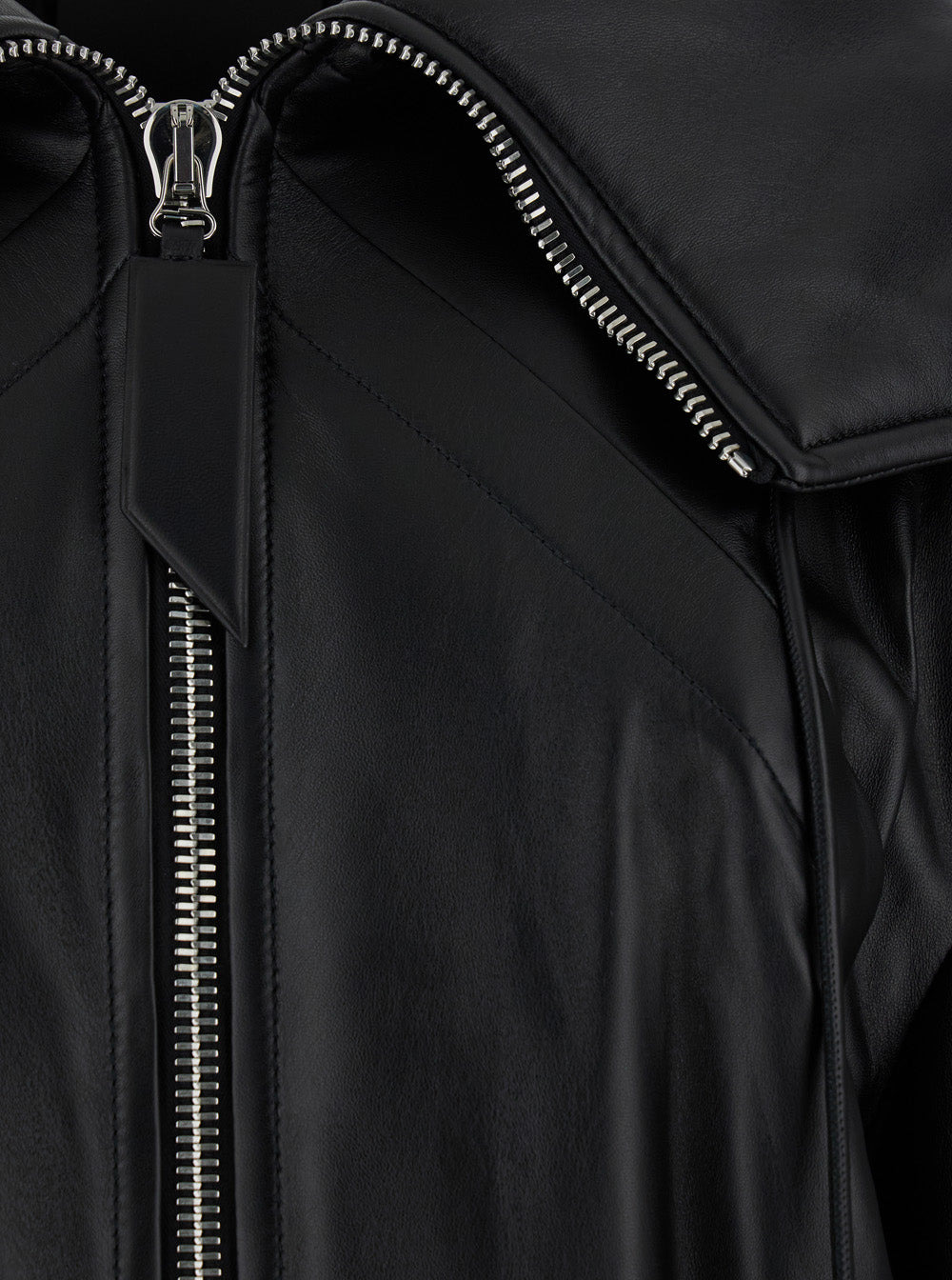 The Attico Women Black Bomber Jacket With Zipped Oversized Hood In Leather Woman - 3