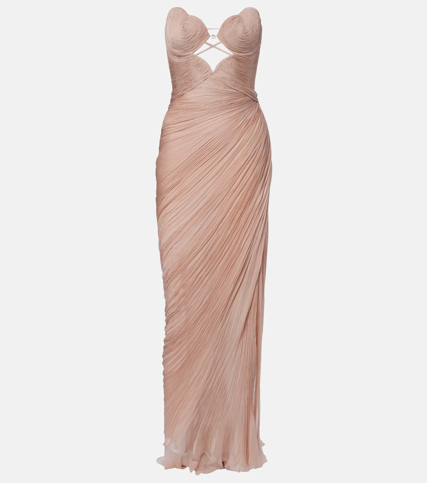 Ananda pleated silk muslin bustier gown - 1