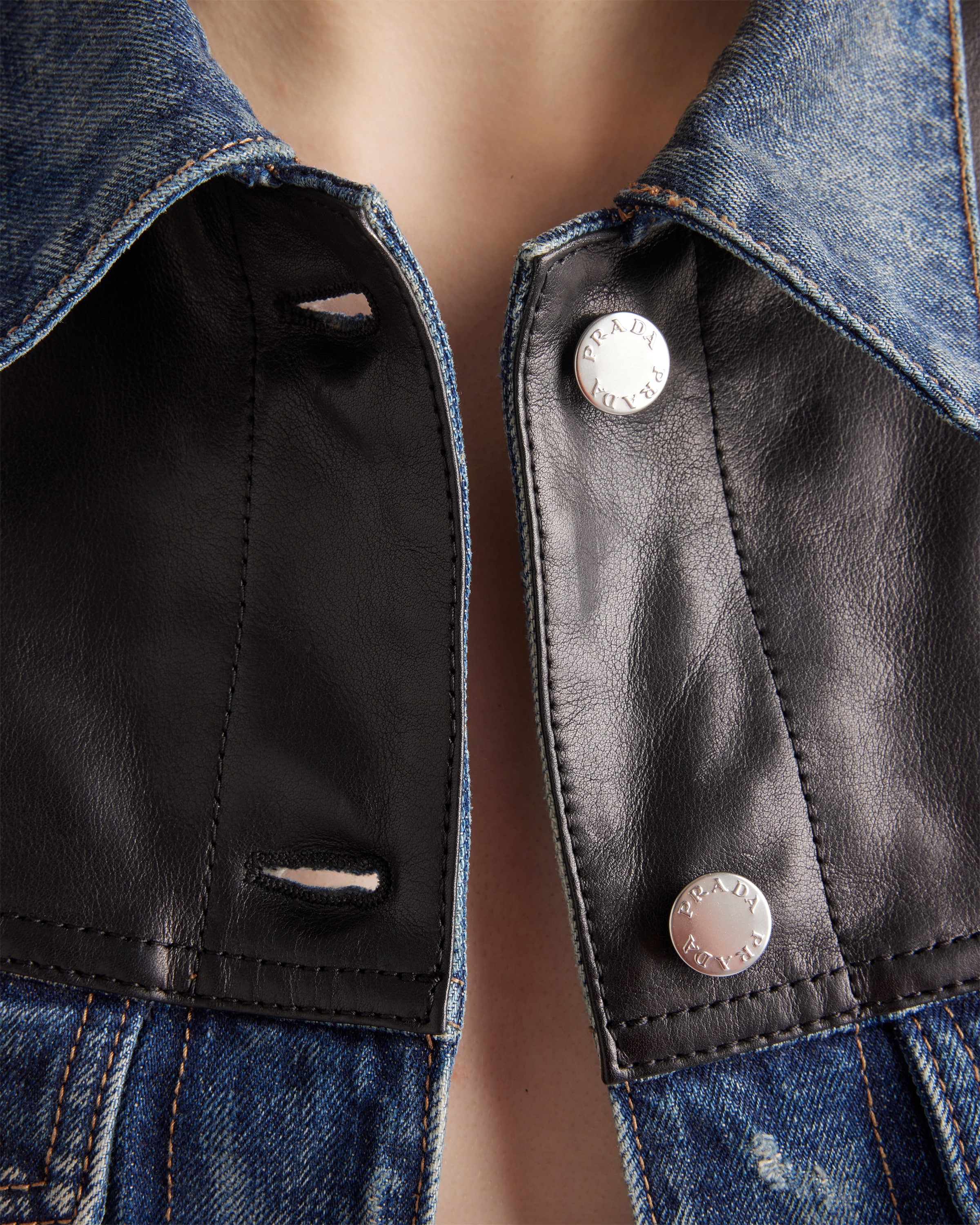 Denim and leather jacket - 4