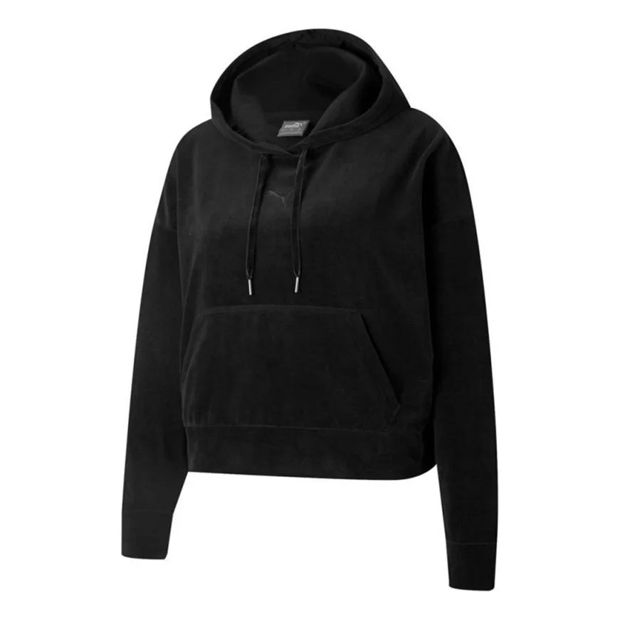(WMNS) PUMA Her Velour Hoodie 'Black' 846417-01 - 1