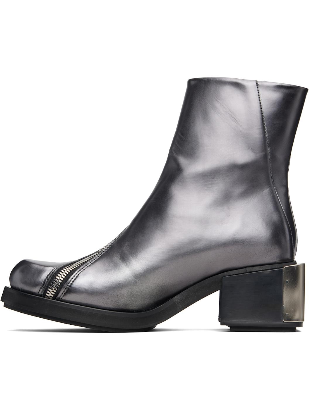 Gray Ergonomic Riding Ankle Boots - 3