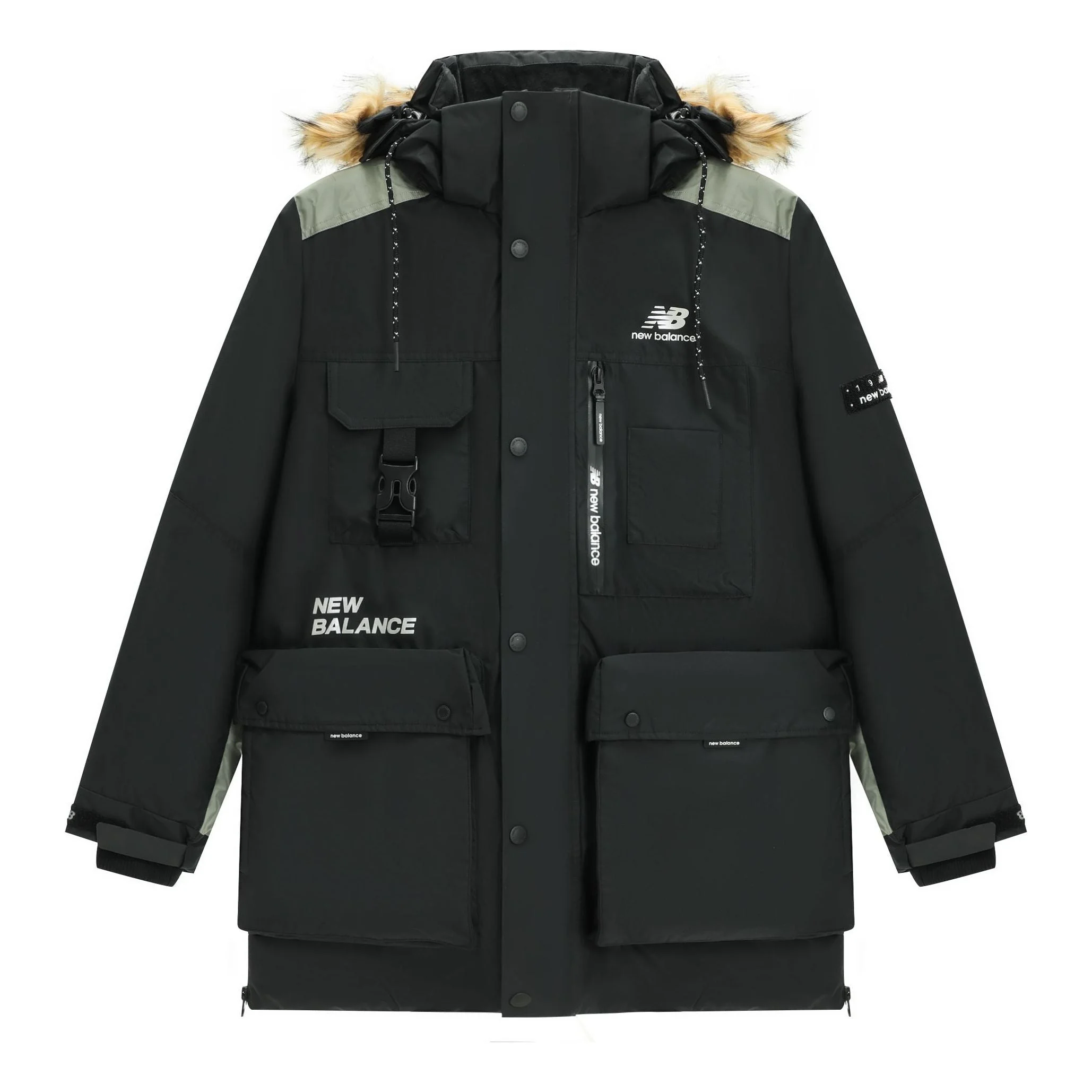 New Balance Logo Classic Down Jacket 'Black Grey' AMJ14300-BK - 1