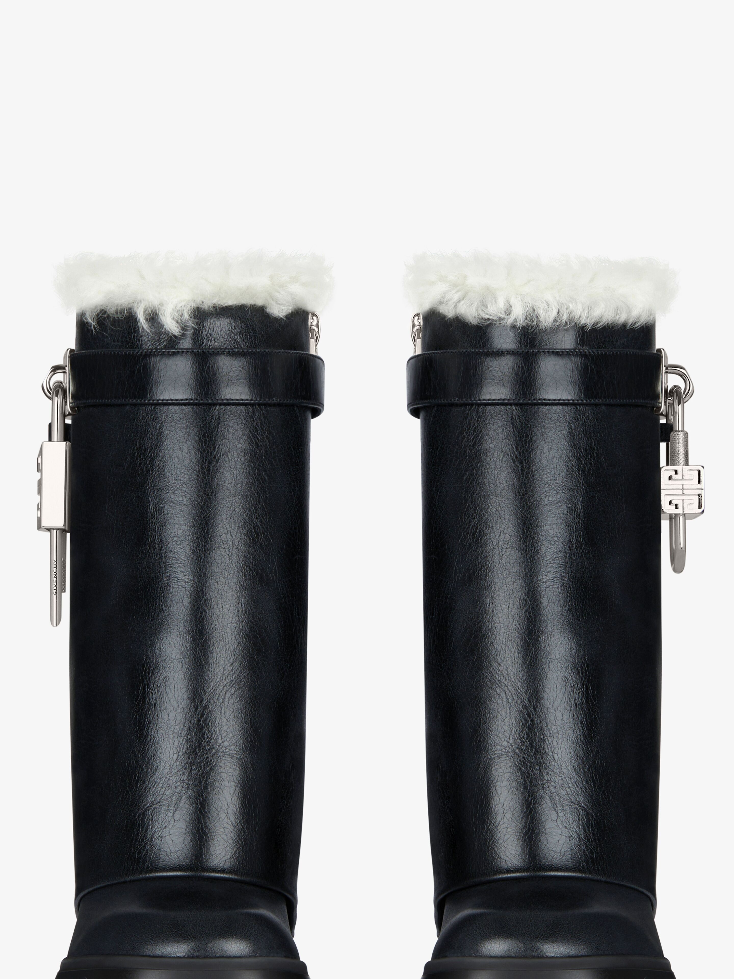 SHARK LOCK BIKER BOOTS IN LEATHER AND SHEARLING - 6