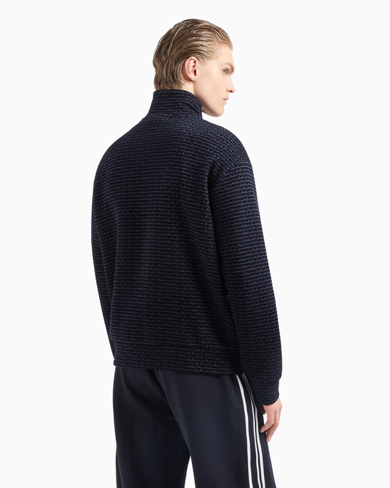 FULL-ZIP JERSEY SWEATSHIRT WITH ALL-OVER FLOCKED LETTERING 3