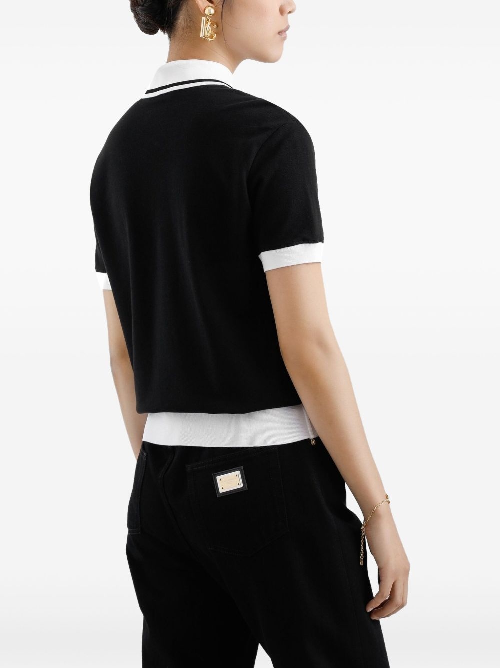 logo-embroidered cotton polo top - 6
