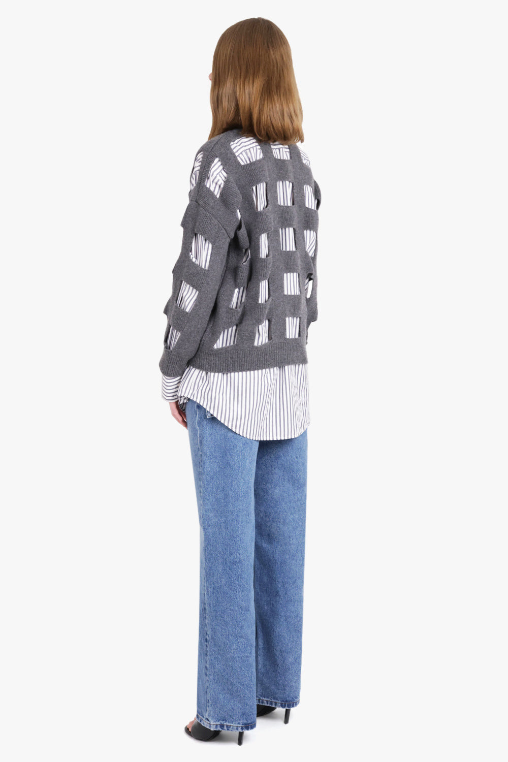VALENTINO CUT OUT DETAIL WOOL JUMPER | GRIGIO SCURO MELANGE - 3