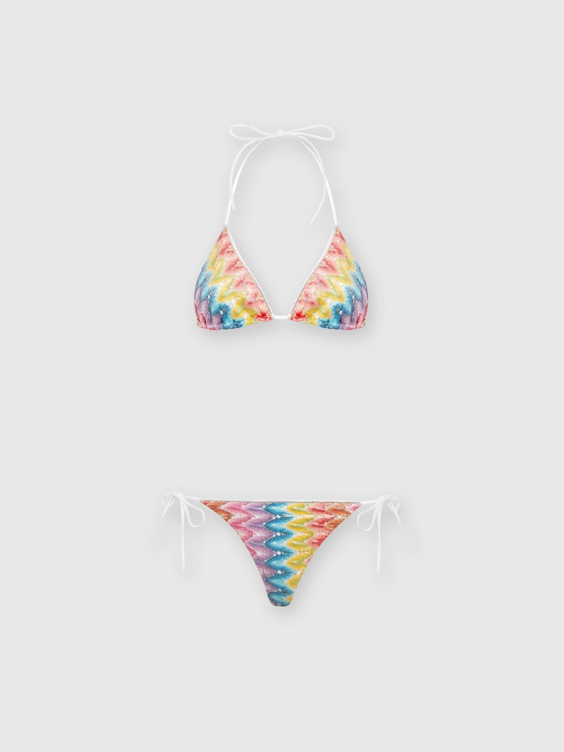 Coated cotton-blend lace bikini - 1