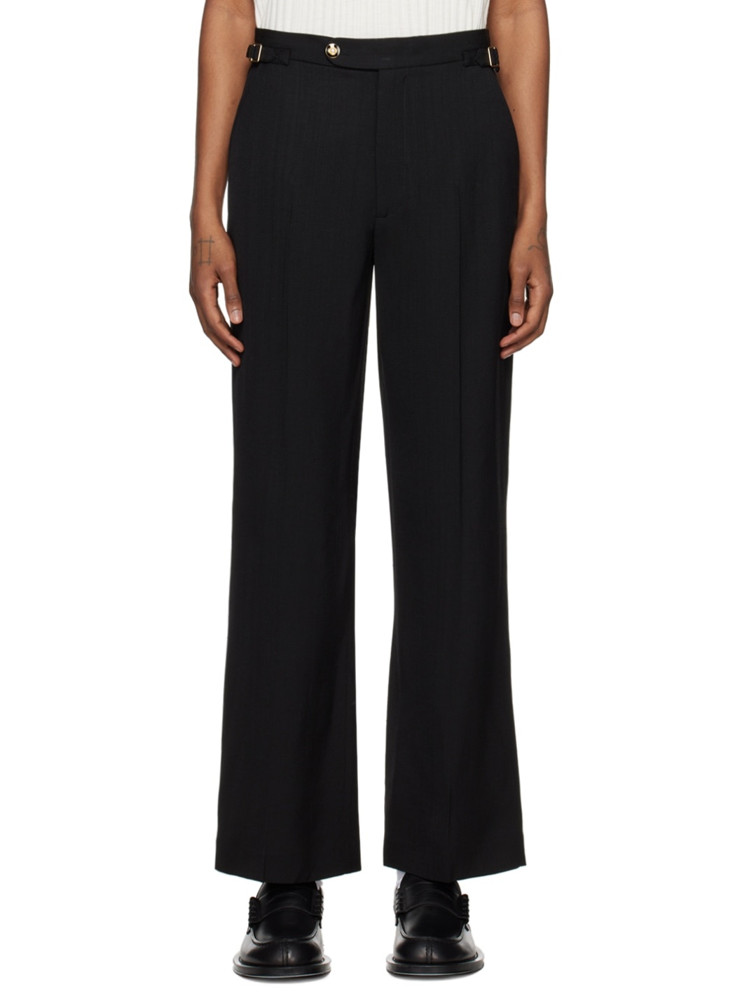 Black Straight-Leg Trousers - 1