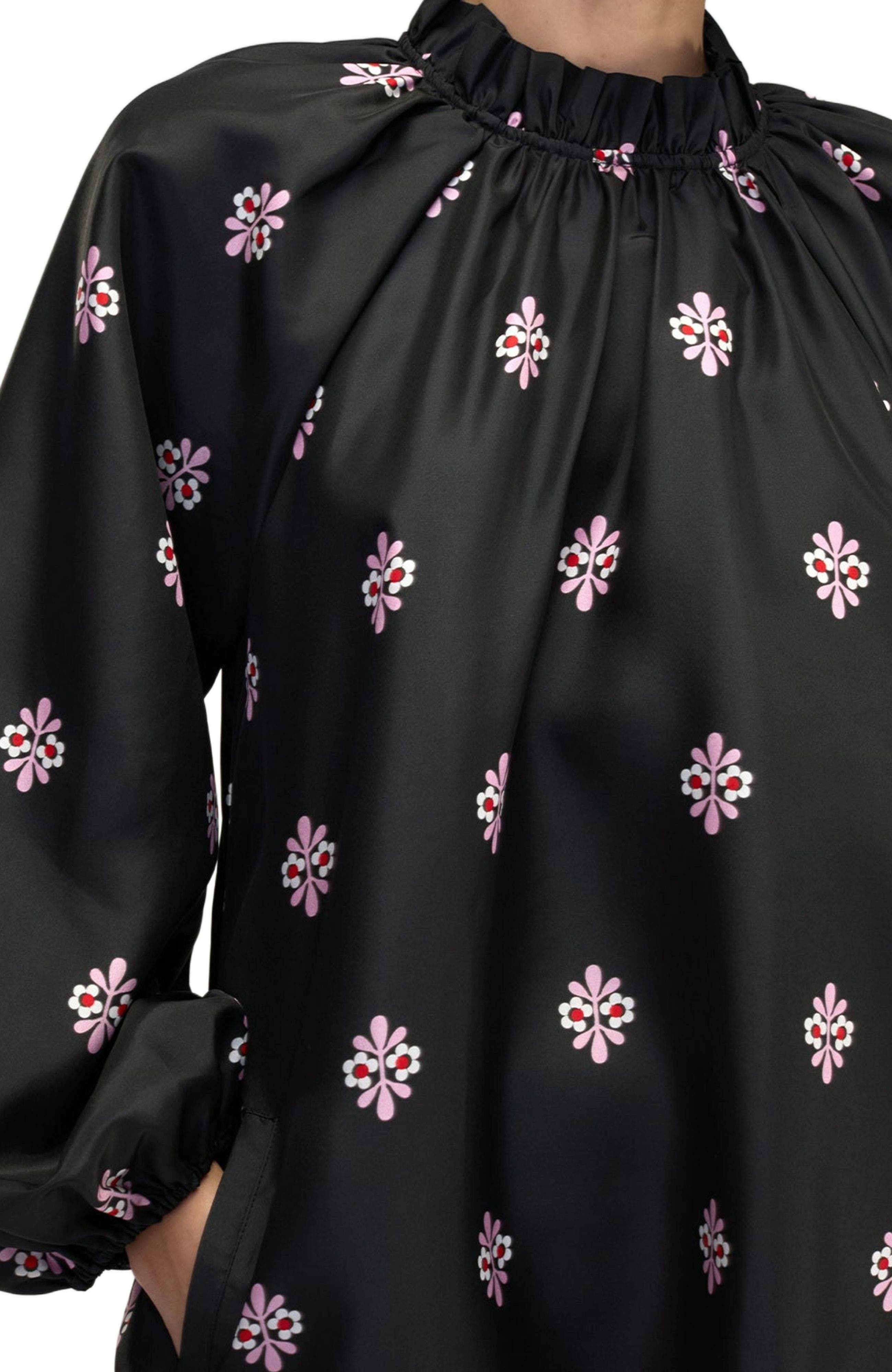 Cynthia Rowley Second Nature Silk Taffeta Dress in Black_Multi at Nordstrom - 7