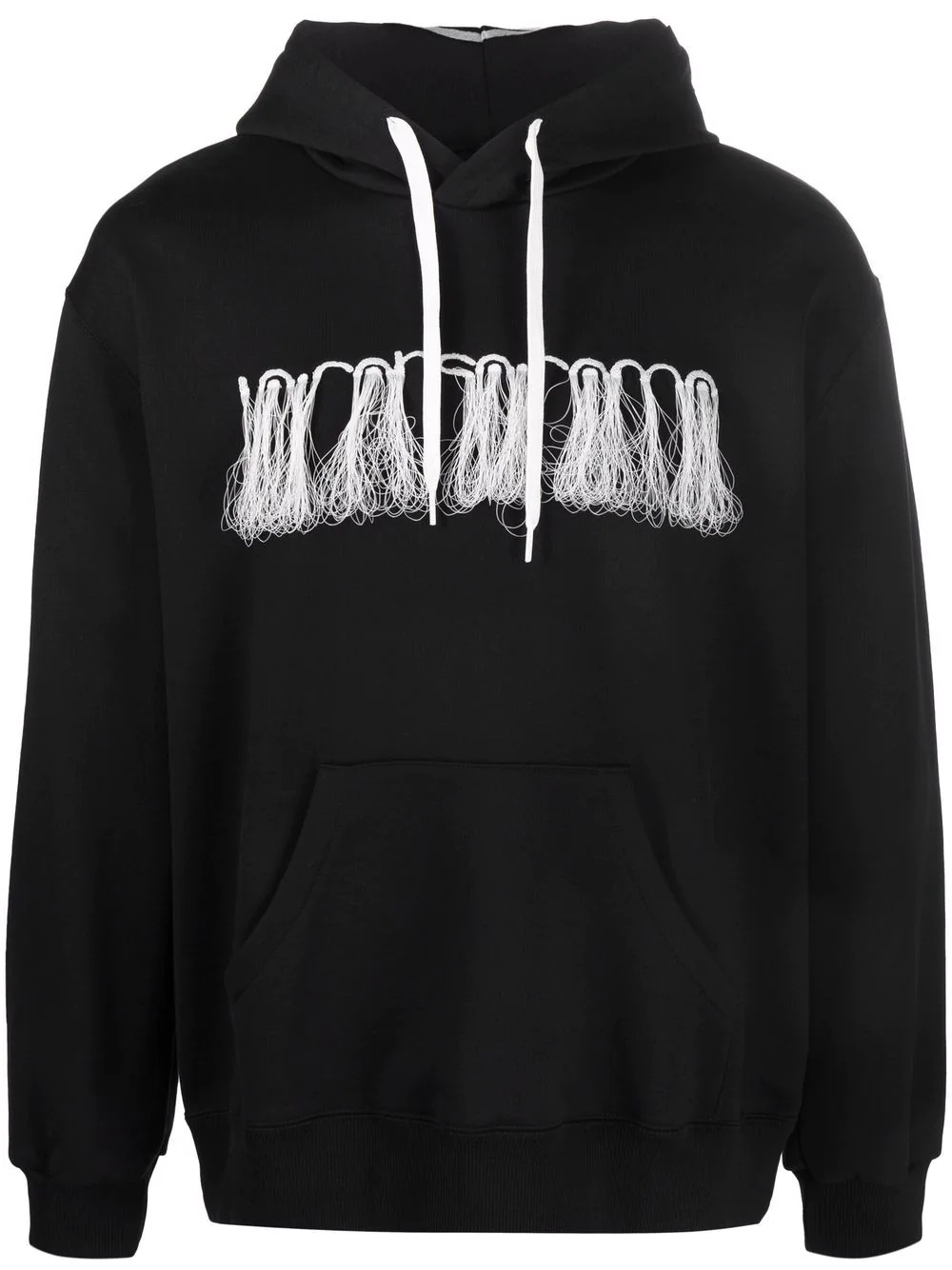 fringe embroidered cotton hoodie - 1