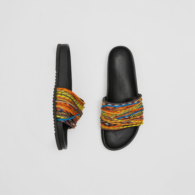 Cord Detail Leather Slides 1