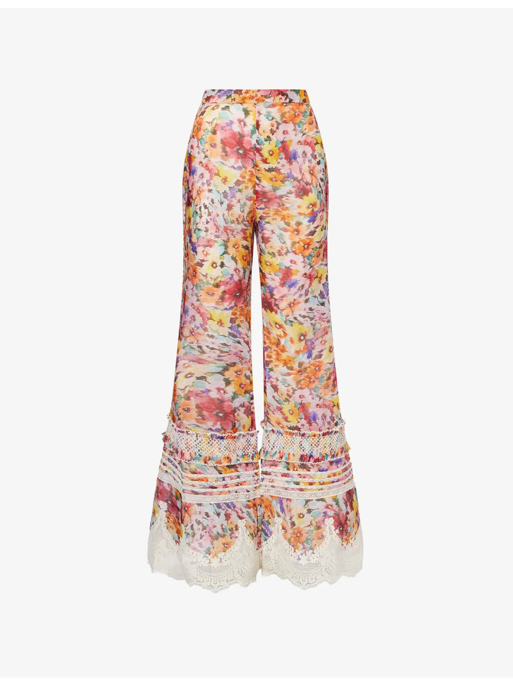 Luna Shirred Flare Linen-Silk Trousers - 1
