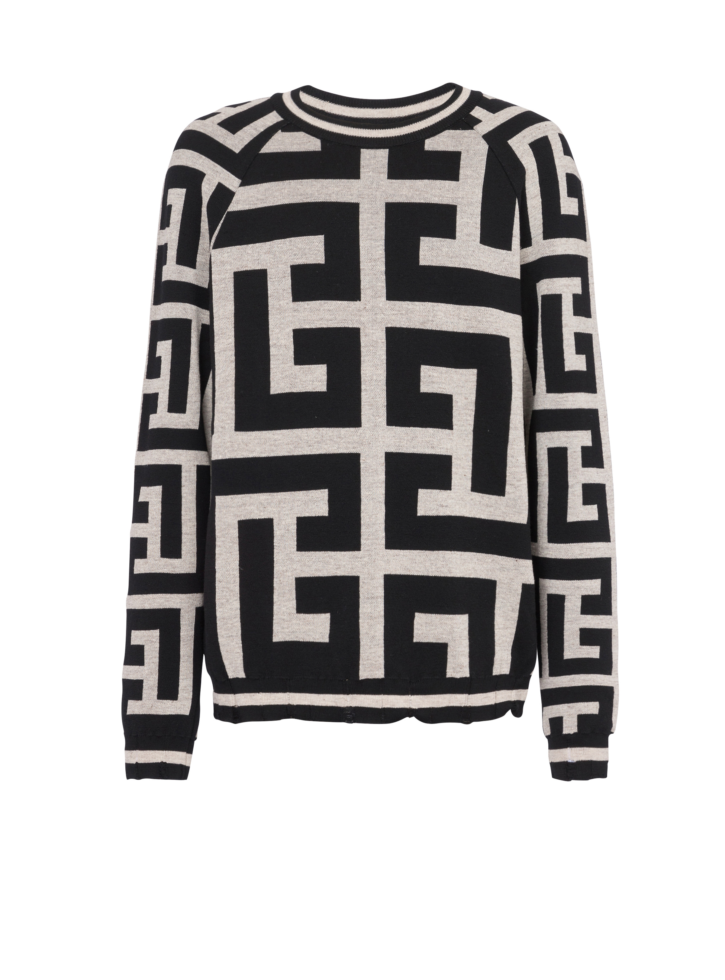 Wool sweater with maxi Balmain monogram - 1