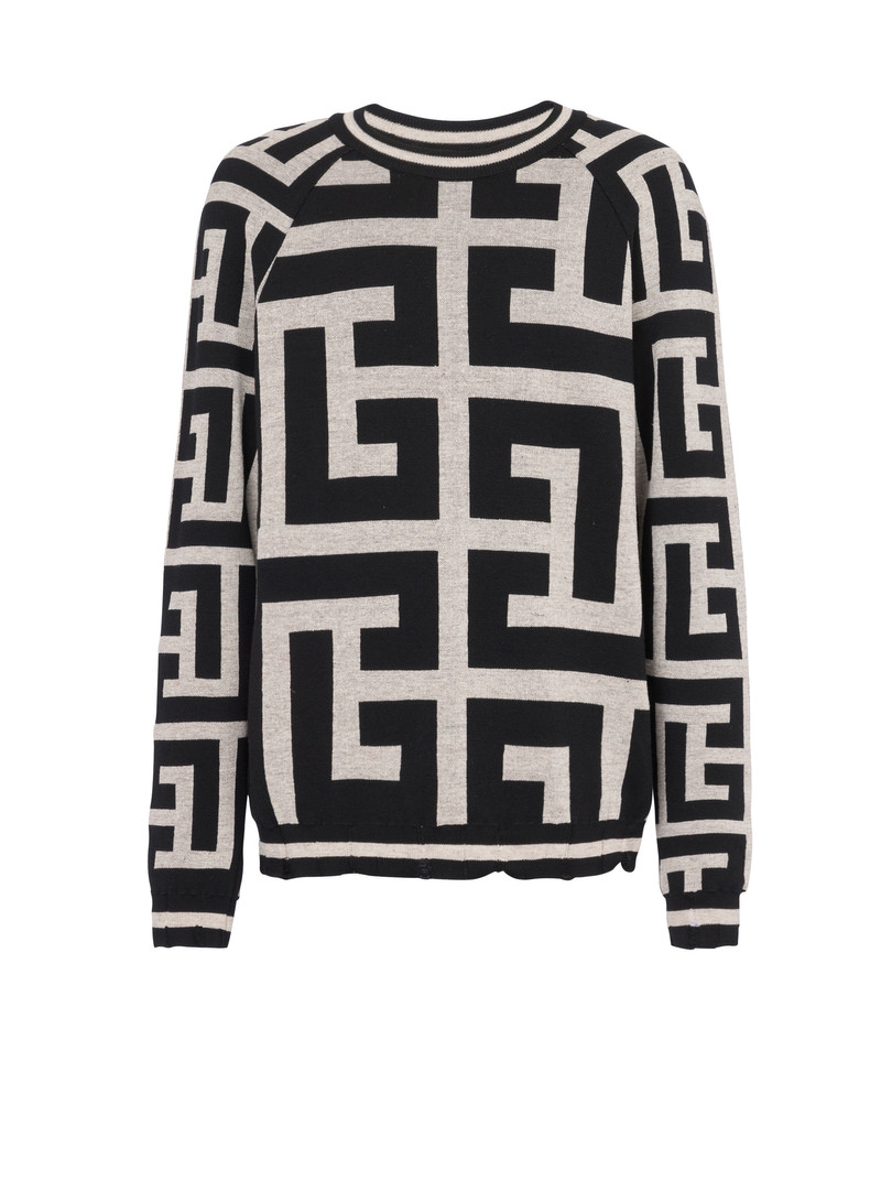 Wool sweater with maxi Balmain monogram 1