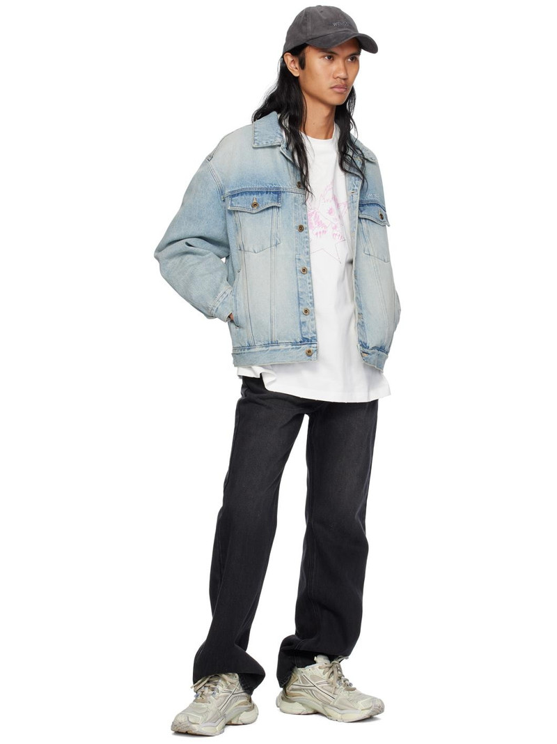We11done Blue Washed Denim Jacket outlook