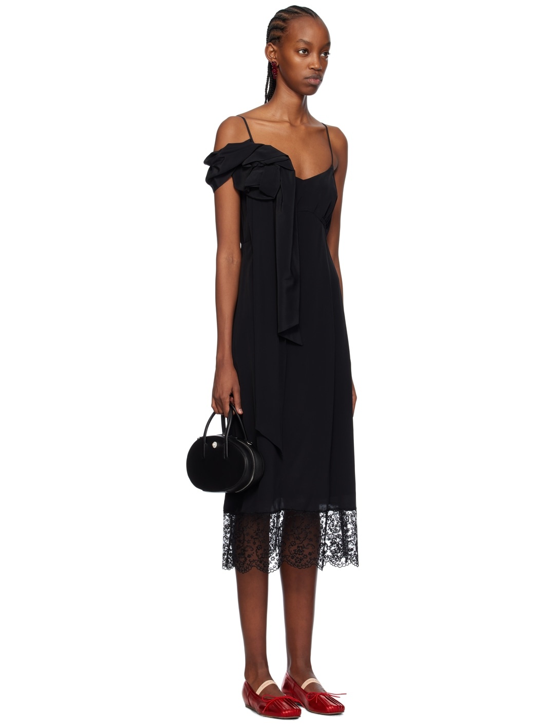 Black Pressed Rose Midi Dress - 2