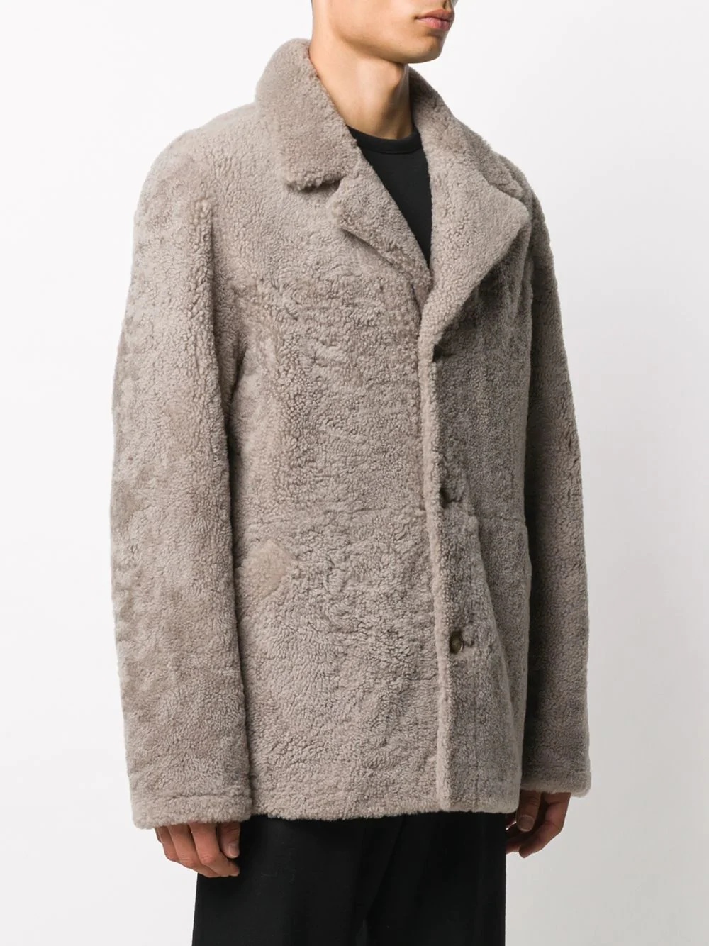 shearling buttoned coat - 3