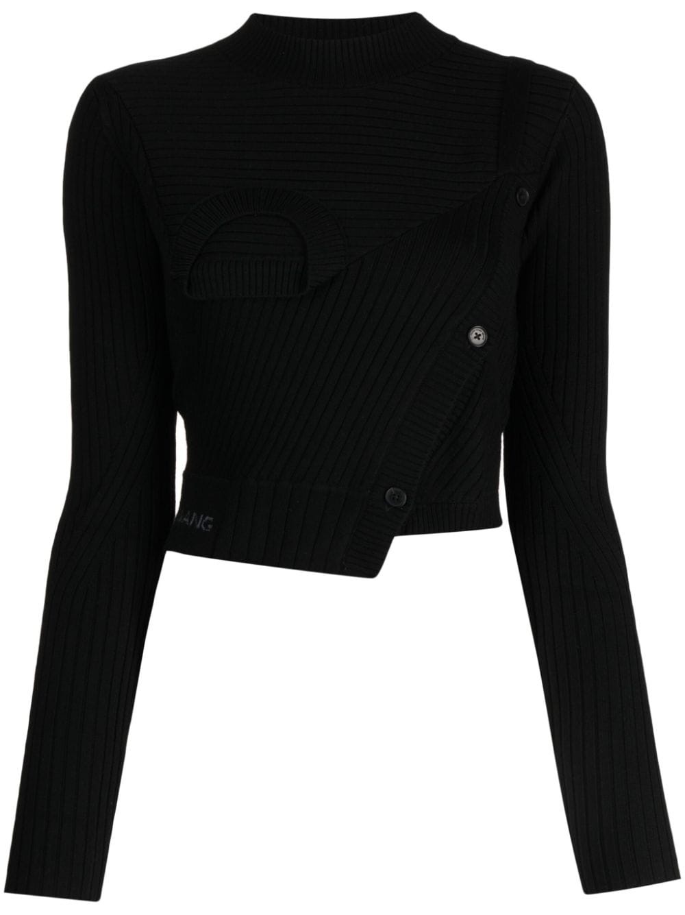 asymmetric ribbed-knit jumper - 1