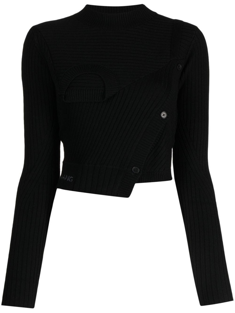 asymmetric ribbed-knit jumper 1