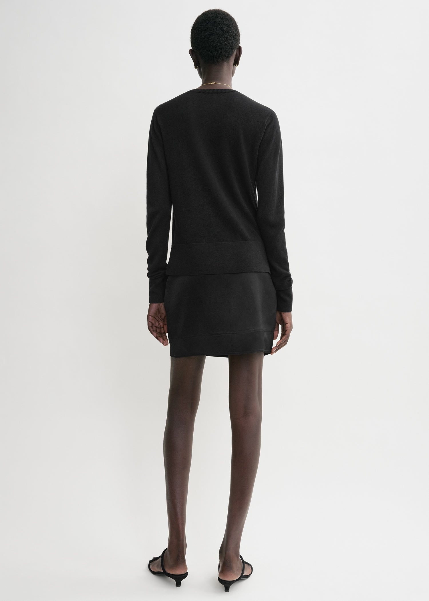 Contrast satin mini skirt black - 4
